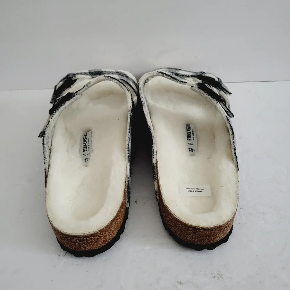 New Birkenstock Men's Arizona Rivet Shearling Sandal Plaid Wool ,Size 11 - 11,5